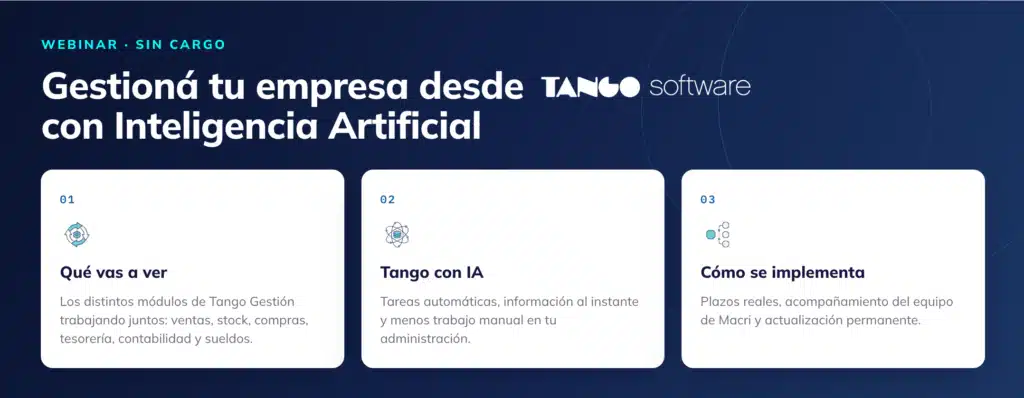 Evento Tango: Gestión empresarial con IA, módulos y cómo se implementa.