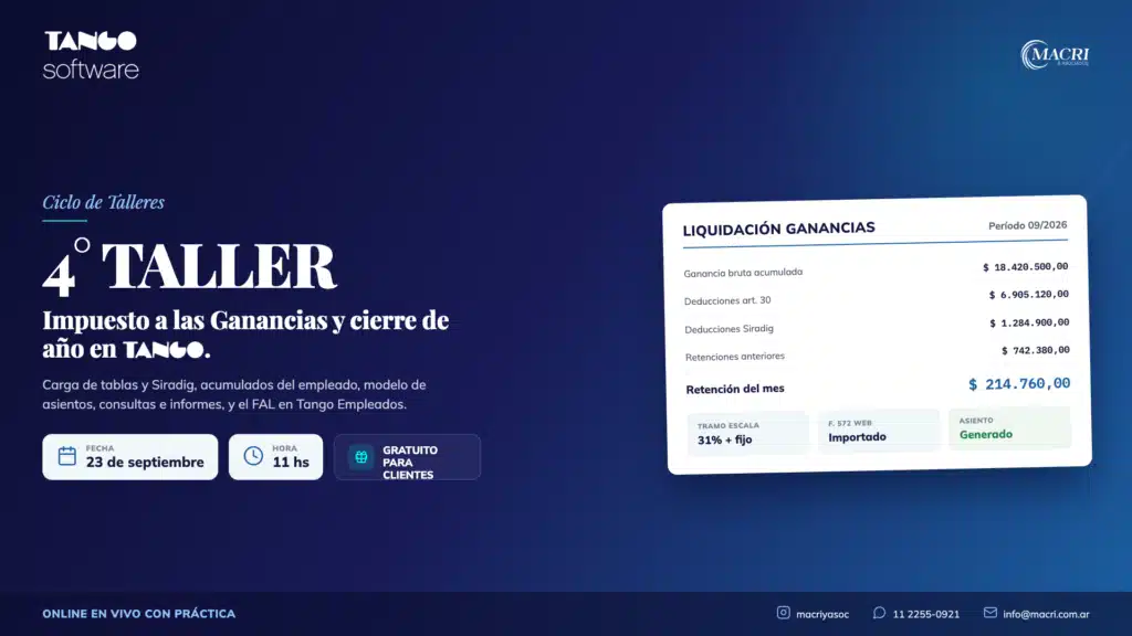 4° Taller Tango Sueldos: Liquidación de Ganancias y Cierre de Año en Tango